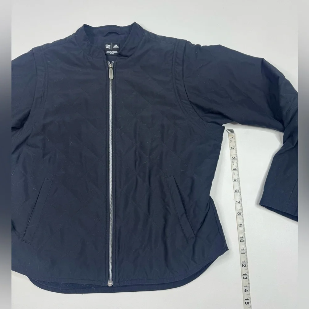 adidas Quilted Zip Off Sleeve Convertible Lined Jacket Vest Size Medium